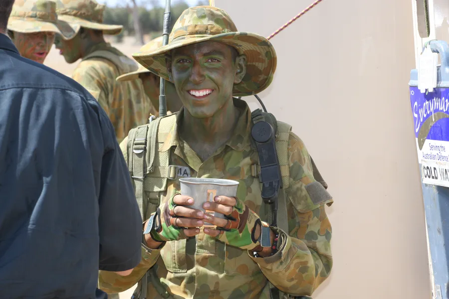 Henry in RAAF camouflage and face paint